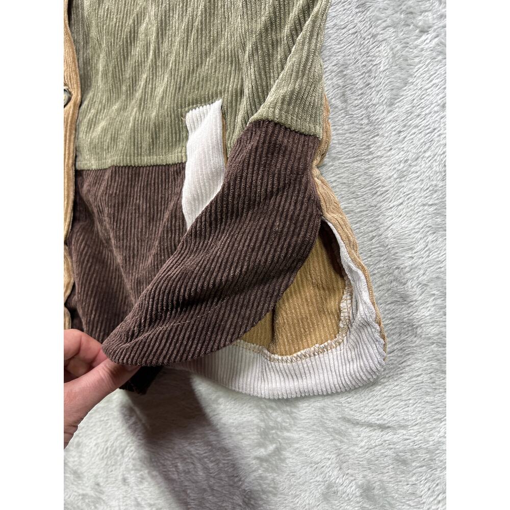 Patchwork Corduroy Shacket Shirt Large Granola Girl Bohemian Cottage Outdoorsy - Picture 8 of 8